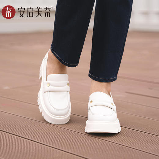 ARCHCONTACT安启美奈圆头深口复古厚底松糕乐福鞋52852 商品图3