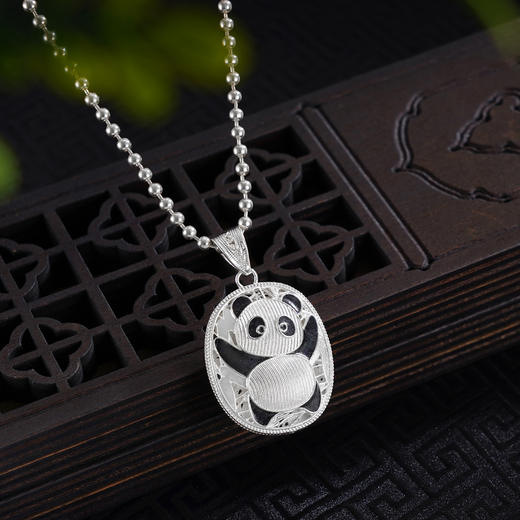 子佩集S990银【熊猫佩佩】情侣套链项链【DSDZ004】原创作品花丝珐琅彩双面吊坠2509 商品图4