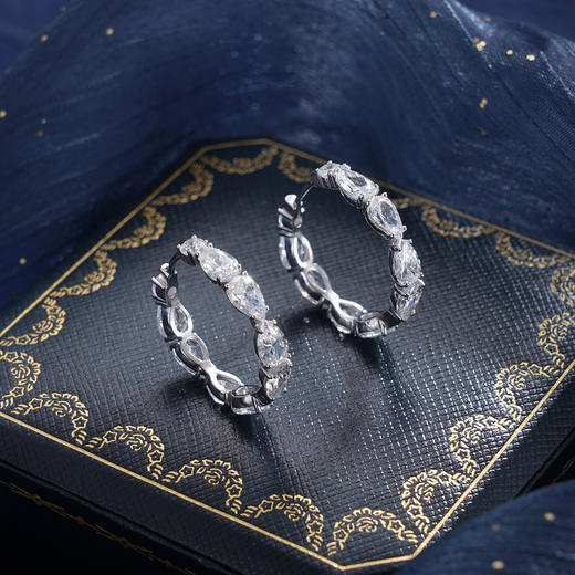 子佩集【清波水影】S925银耳环【Z16397】时尚扣环圆圈锆石2509 商品图2