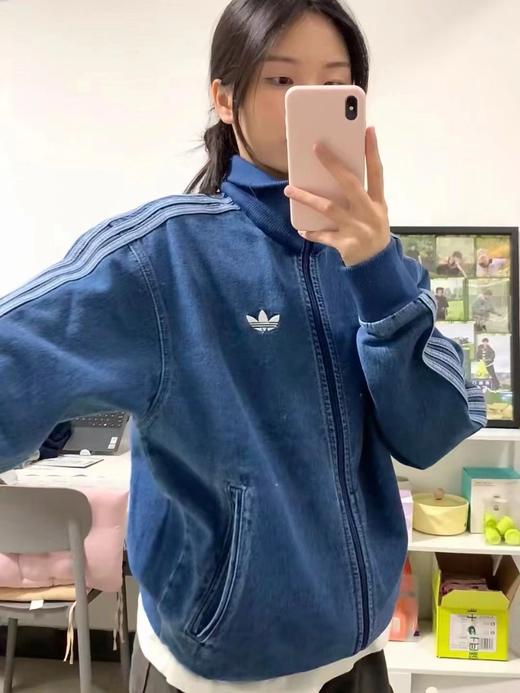 F031869复古做旧老钱风男女同款拉链立领宽松舒适牛仔外套 商品图12