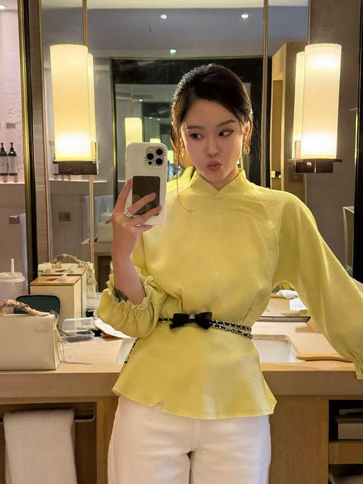 DUO智仙生 黑标 一万次春和景明 东方气质樱花新中式提花交领上衣 商品图2