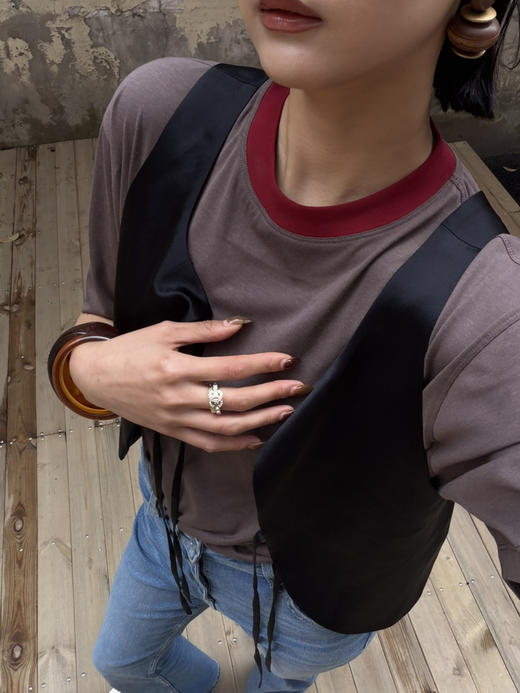 【撞色丝麻】噢蜜ooomeooo红领防晒凉感丝麻T 商品图10