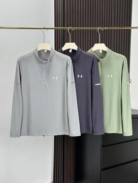 F031854春季跑步运动速干透气紧身立领开链长袖T恤