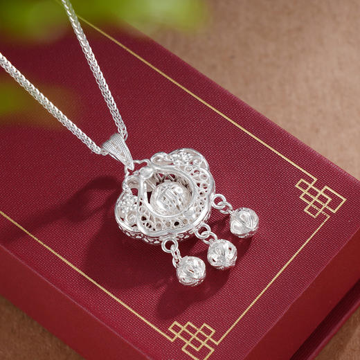 子佩集S990银【清辉如雪】套链项链【QLDZ003】花丝锁25092402 商品图0