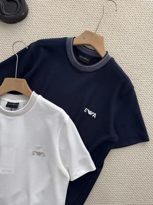 F0318125新款情侣款珠地纯棉时尚百搭圆领刺绣短袖薄T恤 商品图1