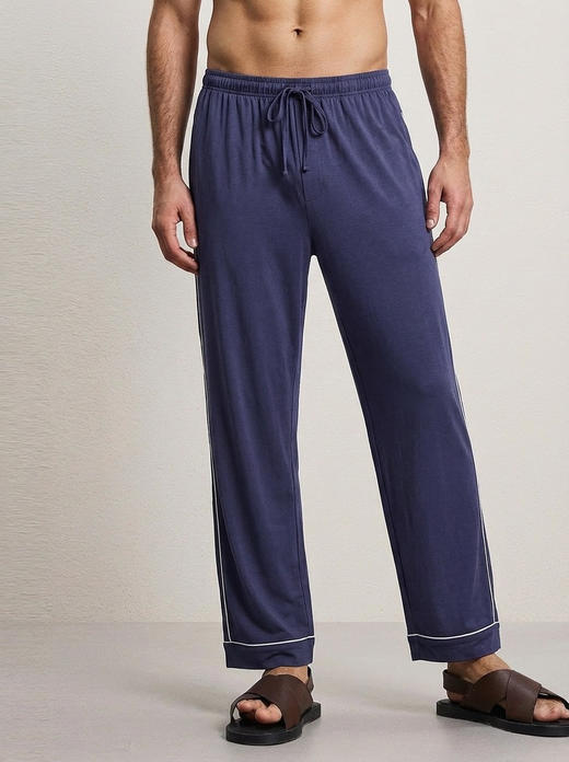 爱家同款尊享老钱风K边男士长袖家居服 休闲睡衣套装 柔软舒适 垂坠抗皱 商品图2