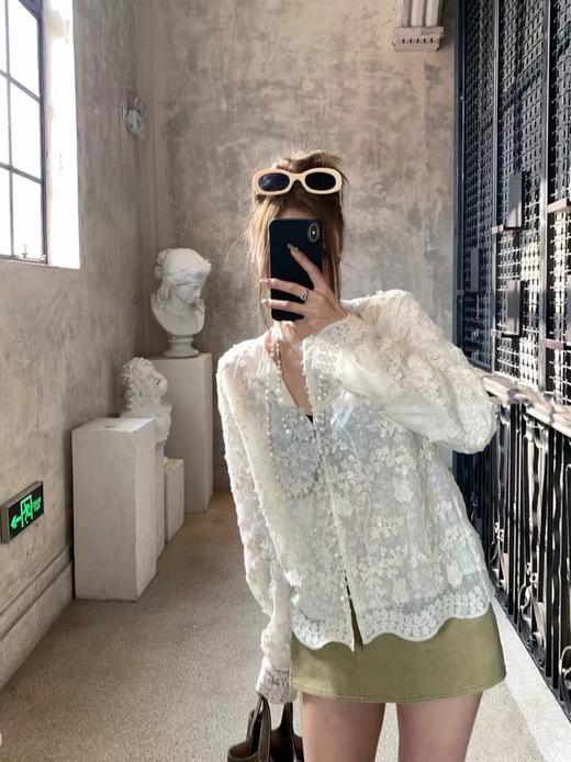 F031859春季新款重工刺绣闪片立体水溶蕾丝新中式衬衫 商品图7