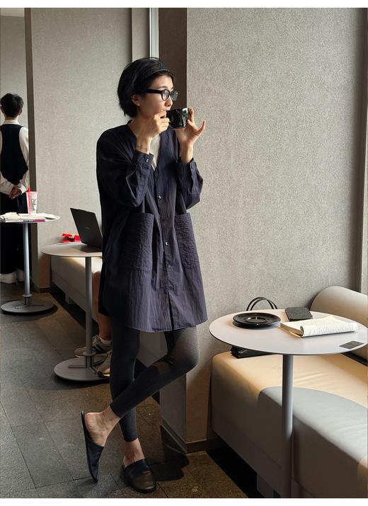 ROW风单排扣文艺慵懒感V领衬衫风衣外套 商品图5