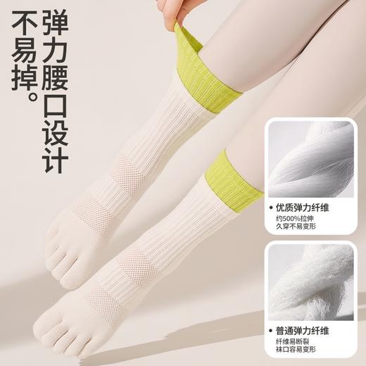 普拉提五指袜防滑瑜伽袜子长筒女健身双层中筒拼色网眼透气 000FT263 商品图2