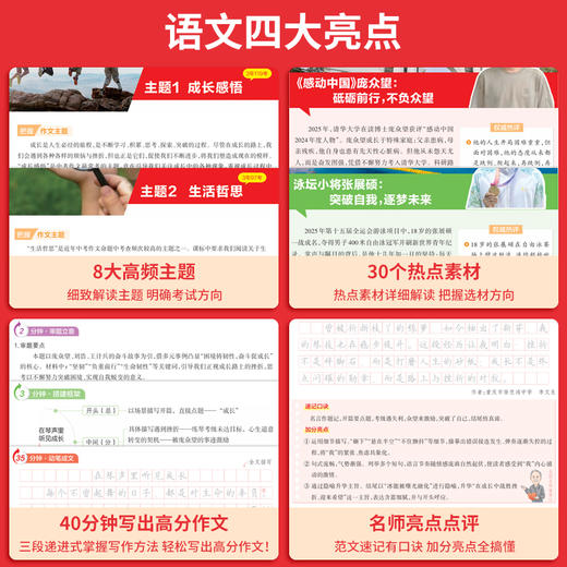 一本26新版【中考押题作文】语文英语热点押题范文赠临考妙招 商品图2