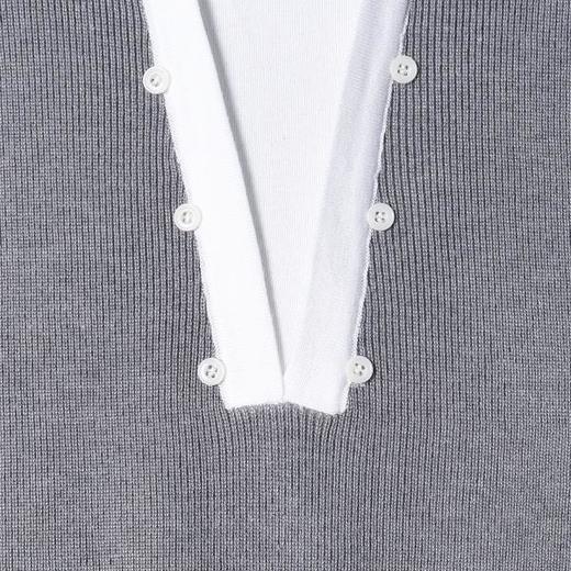 M197SDSA男装2026新款高贵轻奢时尚简约撞色拼接立领短袖T恤百搭休闲 商品图3