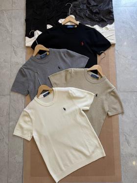 F031863四色可选百搭耐看小马刺绣四色亲肤透气针织短袖T恤