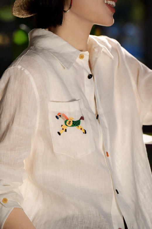 YAW8866亚麻刺绣衬衫 商品图3