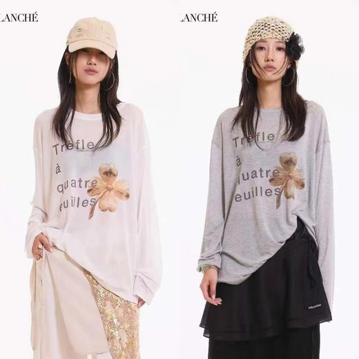 F0318115可穿防晒衣两用穿四叶草透气舒适宽松长袖T恤 商品图5