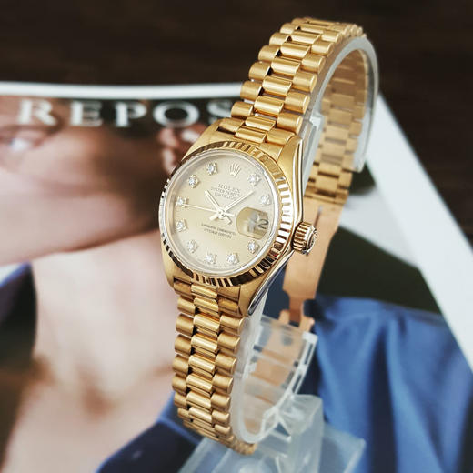 【95新】ROLEX 劳力士69198天文台认证自动机械机芯日期显示26MM（女款）日志型系列18K黄金010326TJ03 商品图1