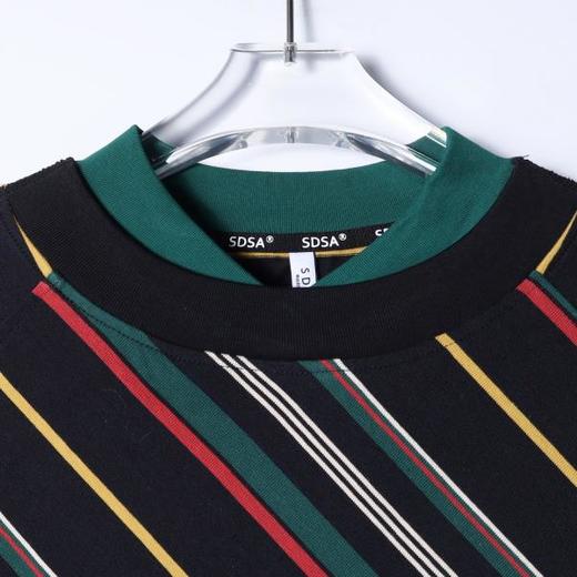 26T186SDSA男装2026新款高贵轻奢复古撞色斜纹短袖T恤拼接领口百搭时尚 商品图3