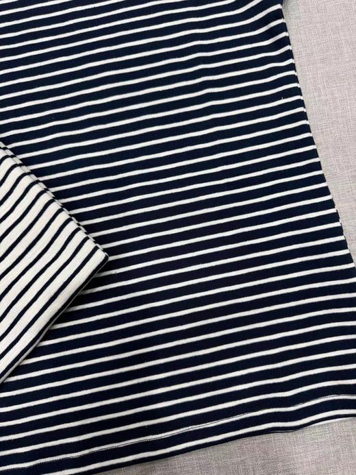 F0318116春夏新款棉氨混纺竹节棉T贝壳扣撞色条纹T恤 商品图4