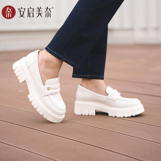 ARCHCONTACT安启美奈圆头深口复古厚底松糕乐福鞋52852 商品图2