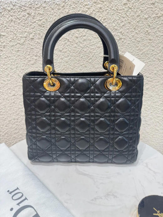 Dior 戴妃 五格 黑金 羊皮 手提 单肩包 商品图1