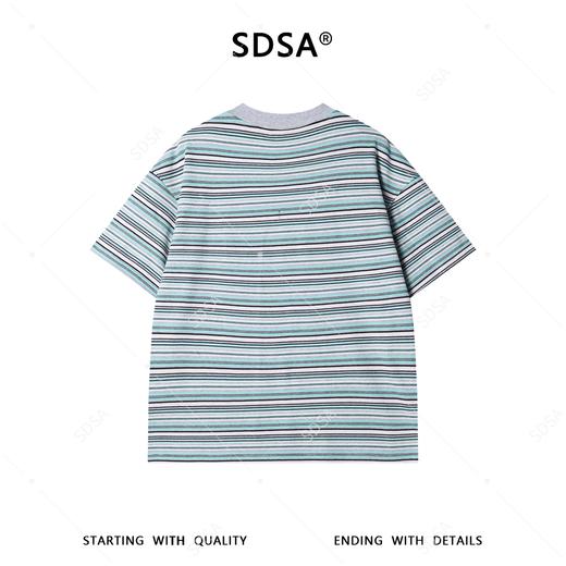 SDSA男装2026新款轻奢老钱风简约撞色斜纹短袖T恤领口拼接百搭 商品图5