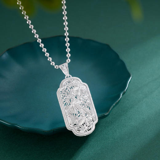 子佩集S990银【枫生水起】大号套链项链【DSDZ010】纯银花丝绿玉髓大师工坊原创作品枫叶2509 商品图4