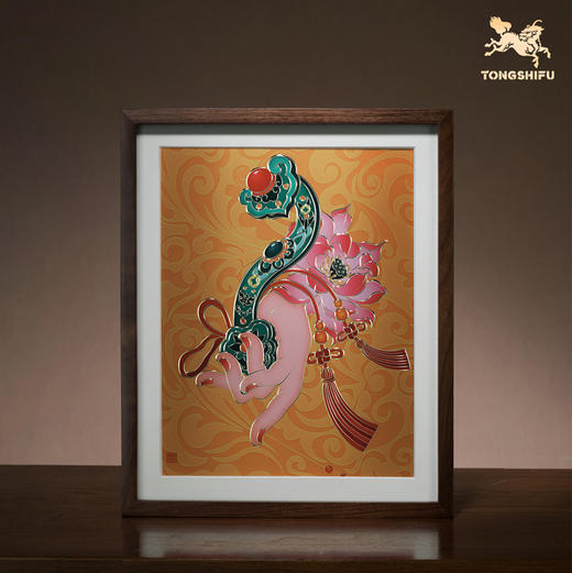 铜师傅 手工錾刻 铜雕画《福禄大吉（桌面）系列》办公室装饰画 商品图3