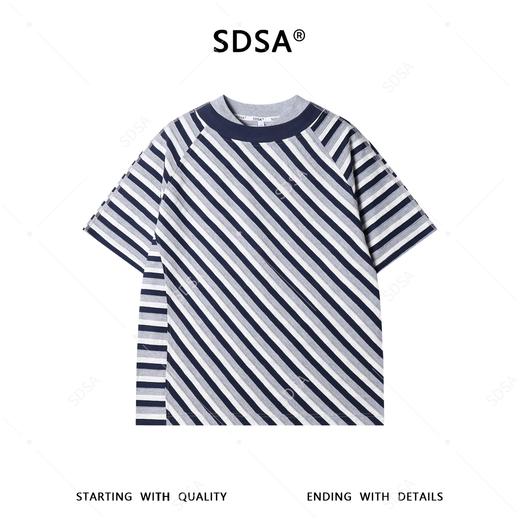 26T155SDSA男装2026新款轻奢老钱风简约撞色斜纹短袖T恤领口拼接百搭 商品图2