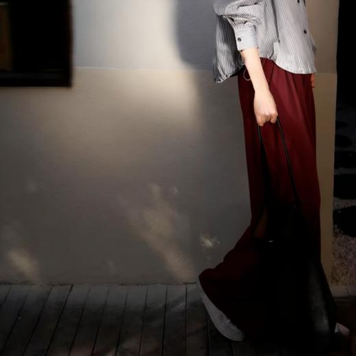 下单3-7天发货！ LONGNVFAIR 牛仔天丝棉安可拉红阔腿裤 高腰阔腿版型 显瘦显高 材质软fufu 藏肉显腿长 商品图5