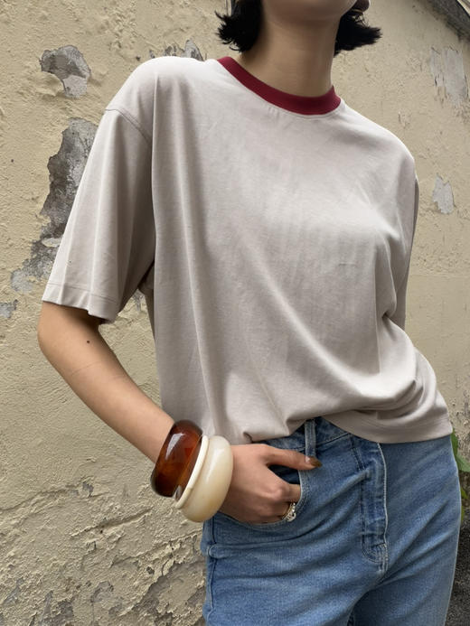 【撞色丝麻】噢蜜ooomeooo红领防晒凉感丝麻T 商品图7