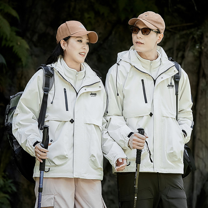【反季清仓 工装硬朗风 防风防泼保暖】JEEP SPIRIT吉普户外男女同款三合一冲锋衣