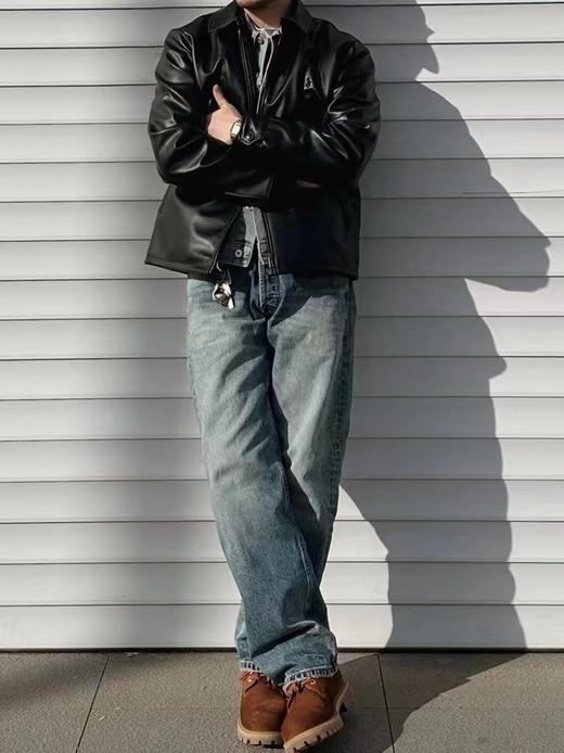 F031846春季新款简约大气纯色拉链翻领长袖皮衣单夹克外套 商品图7