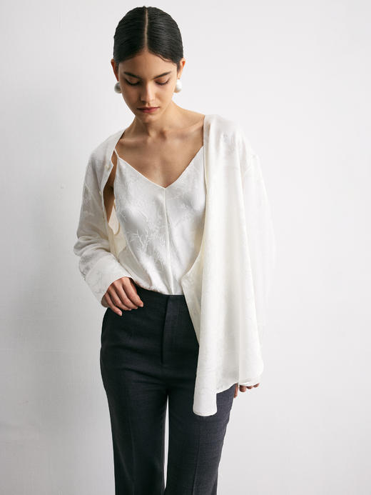 YANYI CHANG｜91960491 中式斜襟真丝提花衬衫 [ 雅白 ] 商品图7