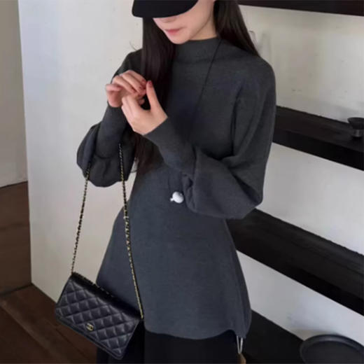 裁缝学苑AQ600法式半高领蝙蝠袖套头上衣纸样女装收腰内搭针织衫样板 商品图5