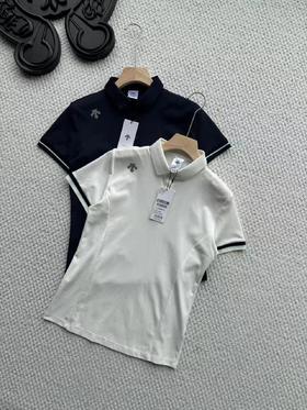 F0318126撞色提织装饰女士防晒修身短袖POLO衫上衣