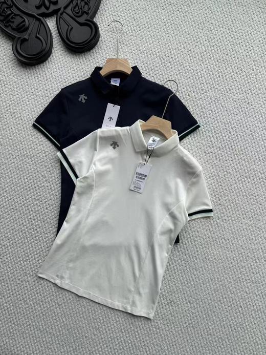 F0318126撞色提织装饰女士防晒修身短袖POLO衫上衣 商品图0
