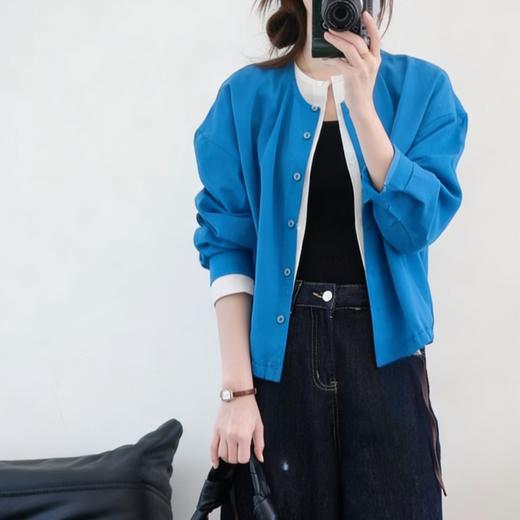 LONGNVFAIR克莱因蓝纯棉假两件衬衫  | 把天空穿在身上，显白高级【3-7天发货，周末顺延】 商品图0