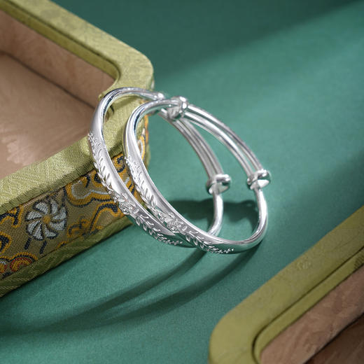 子佩集【穗穗清福】S999银童镯【YHSZ0138】儿童叶子麦穗2509 商品图5