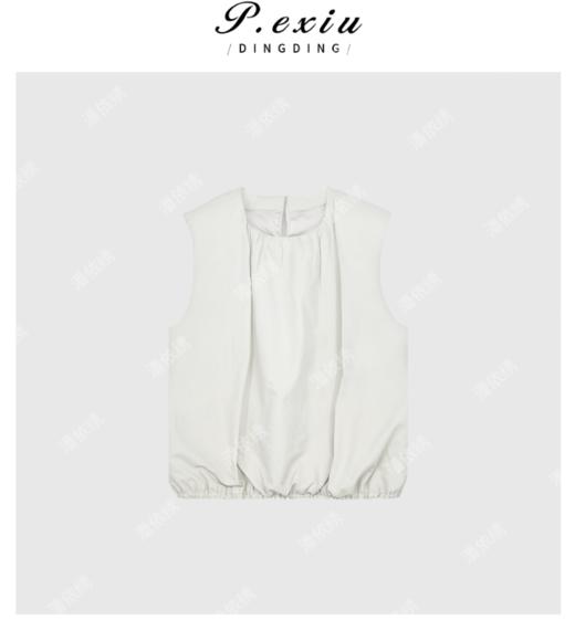 03-4潘依绣丁丁宠粉简约抽褶无袖上衣衬衫Q59762 商品图0