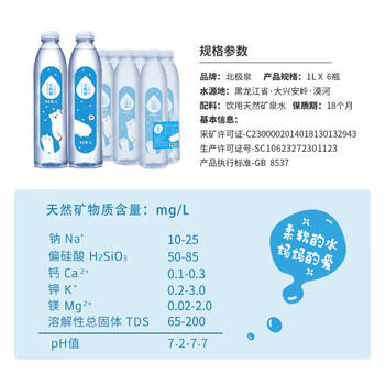 北极泉1L*6瓶矿泉水母婴水京东自营婴儿水宝宝水天然儿童饮用 商品图2