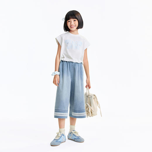 女童圆领短袖针织衫夏季新款安奈儿童装EG621620 商品图3