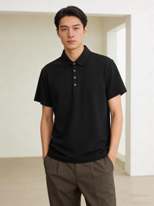 G2000男装SS26商场新款【凉感】丝光棉休闲短袖POLO衫61140144 商品图2