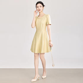 「高货wl」全新升级【铂金会员358/天猫479/差价121】(03147)洛诗琳气质珍珠领连衣裙2026春季法式泡泡袖收腰显瘦A字裙