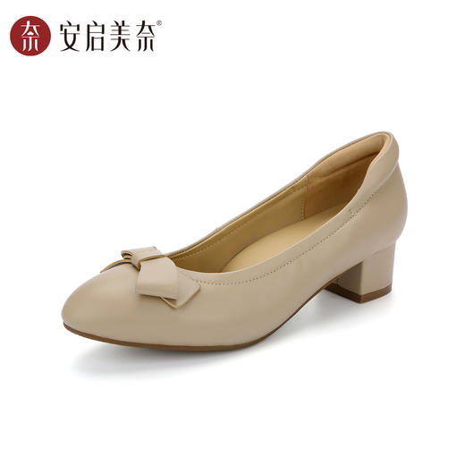 【焕新季】【预售15天】ARCH CONTACT安启美奈蝴蝶结粗跟浅口百搭通勤不累脚女单鞋53121 商品图2