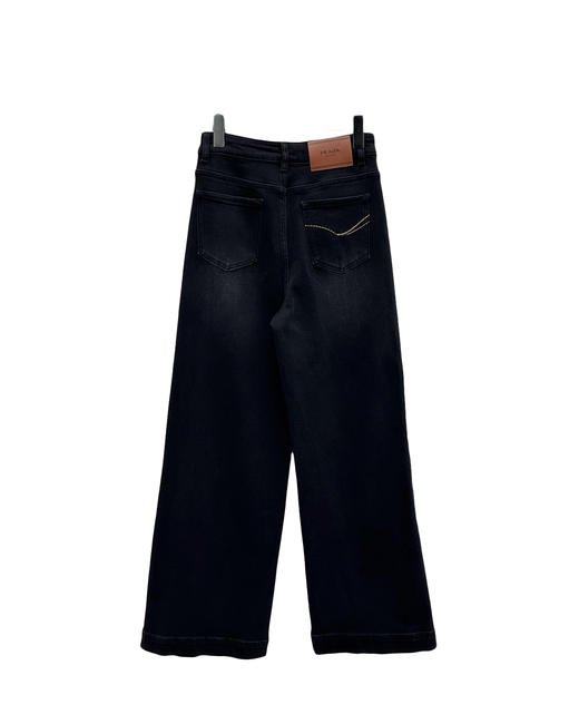 女款褶皱磨白牛仔裤长裤he020 商品图1