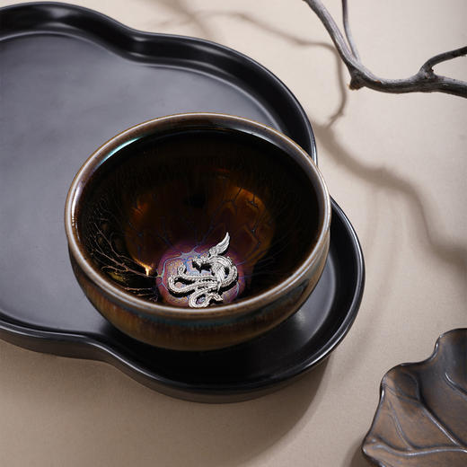 子佩集【福海龙凤】S990银摆件【YSYCJ005】茶具茶杯原创作品金色龙腾凤舞2509 商品图4