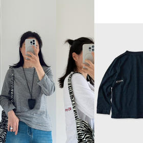 45后腰刺绣字母R | 八分袖简约上衣T恤【包邮+三天无理由退换】