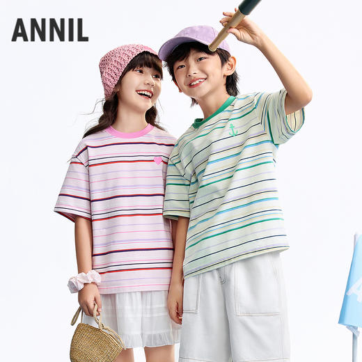 男女童圆领短袖针织衫夏季新款安奈儿童装EM621634 商品图0