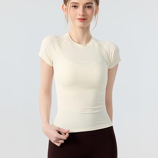 新款短袖女圆领修身百搭瑜伽上衣外穿t恤健身服跑步普拉提训练衣 000BMMZ446 商品图1