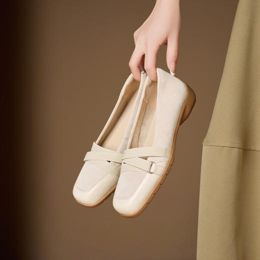 【预售5天】英伦风休闲单鞋女新款小皮鞋交叉带低跟平底女鞋真皮玛丽珍鞋NX&S3068 商品图2