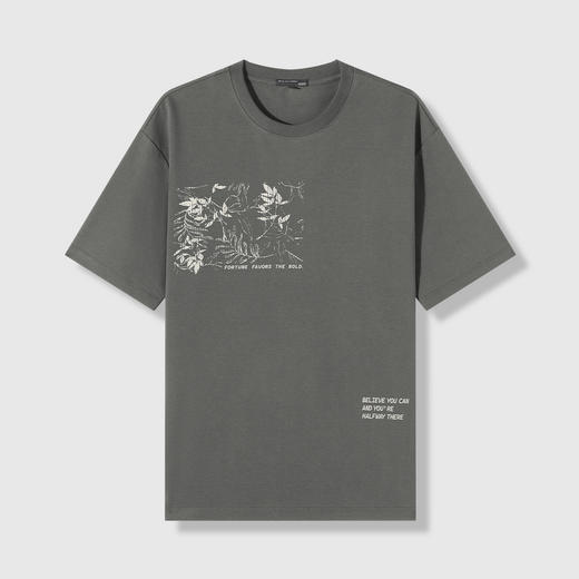 GXG男装【凉感透气】26夏季潮流字母印花宽松休闲男式圆领短袖T恤K&C 商品图1